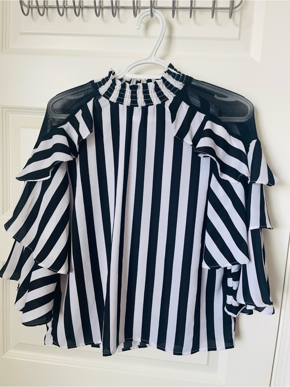 Love By Design Black and White Striped Blouse